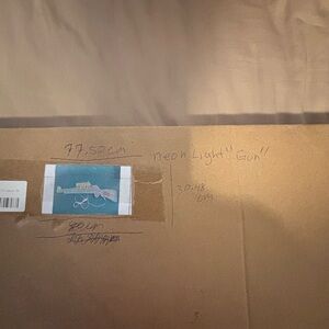 Neon Light Gun Wall Art - Pink/Blue Accent